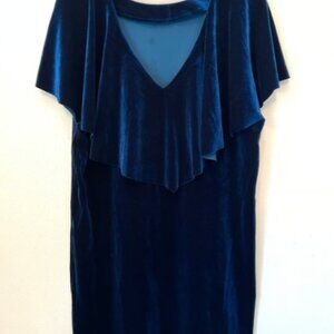 Navy Blue Velvet Shift Dress
